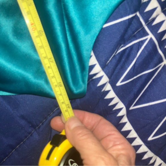 $140 Suzi Chin for Maggy Boutique teal cocktail dress with ruching. Sz 8 or 10 - Picture 9 of 12